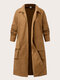 Plus Size Solid Lapel Collar Button Casual Trench Coat - Yellow