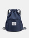 Women Nylon Brief Waterproof Soft Solid Color Backpack - Blue