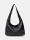 Women Vintage Large Capacity Anti-theft PU Leather Shoulder Bag Handbag Tote - Black