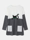 Cartoon Cat Print Long Sleeve O-neck Casual Blouse For Women - Dark Gray