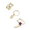 Fashion 3 Pcs 18K Gold Ear Clip Hollow Geometric Leaf Zircon Star Ear Cuff Earrings for Women - Gold