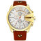 Big Dial Calendar Date Mens Relógios Negócios de luxo Couro Genuíno Relógios de ouro com pulseira para homens - #4