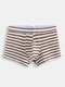 Men Sexy Striped Boxer Briefs Nylon Net Breathable Patchwork Underwear - Black