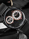 4 Colors Leather Alloy Men Business Watch Decorated Pointer Dual Time Zone Quartz Watch - Alloy Band & Black