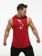 Men Cotton Muscle Tank Tops Loose Workout Lion Logo Print Tops  - Red