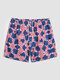 Men Allover Flag Print Mesh Lined Drawstring Breathable Beachwear Shorts - Red