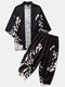 Mens Japanese Style Tiger Pattern Kimono Two Piece Outfits - Black
