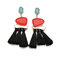 Stylish Women's Geometric Multicolored Cotton Tassels Resin Crystal Earrings Sweater Accessory - Colorful