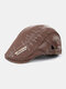 Men Cotton Solid Color Outdoor Casual Sunshade Forward Hat Beret Hat Flat Hat - Brown