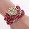 Fashion Quartz Wristwatch Colorful Leather Rhinestone Strap Causal Bracelet Watch for Women - Rose