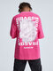 Men 100% Cotton Pink Dragon Print Half Sleeves T-Shirt - Rose