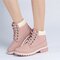 Candy Color Lace Up Ankle Casual British Style Boots - Pink