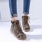 Candy Color Lace Up Ankle Casual British Style Boots - Green