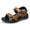 Men Cow Leather Waterproof Non Slip Hiking Leather Sandals - Brown
