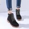 Candy Color Lace Up Ankle Casual British Style Boots - Black