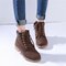 Candy Color Lace Up Ankle Casual British Style Boots - Brown