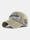 Men Washed Cotton Embroidery Baseball Cap Outdoor Sunshade Adjustable Hats - Khaki
