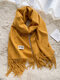 Unisex Artificial Cashmere Solid Color Letter Label Tassel Warmth All-match Scarves - Yellow