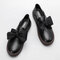 Women Bow Soft Bottom Loafers Flat  - Black