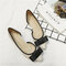 Women D'Orsay Flats Simple Bow Decoration Pointed Toe Knitted Shoes - Beige
