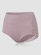 Women Cotton High Waist Lace Trim Soft Breathable Panties - Pink