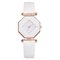 Trendy Diamond Mirror Quartz Watch PU Leather Women Wrist Watch Waterproof Watch - White