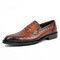 Men Woven Style Dress Loafers Slip On Casual Slippers - Brown