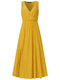 Solid Color Sleeveless Knotted Plus Size Slit Dress for Women - Yellow