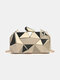 Women Dacron Fabric Elegant Party Clutch Bag Convertible Strap Shaped Bag - Gold