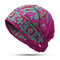 Womens Embroidery Ethnic Cotton Beanie Hat Vintage Good Elastic Breathable Turban Cap - Rose