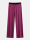 Men Thin Loose Stretch Cotton Pajama Pants Soft Casual Simple Plain Loungewear - Wine Red