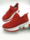 Large Size Women Sports Breathable Knitted Soft Comfy Sneakers - Red