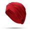 Women Solid Color Soft Flexible Beanie Hat Outdoor Casual Cross Folds Indian Hat - Wine Red