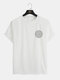 Mens Geometric Circle Chest Print Daily Short Sleeve T-Shirts - White
