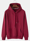 Mens Solid Color Cotton Casual Loose Drawstring Hoodies With Kangaroo Pocket - Red