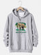 Mens Elephant Letter Graphic Cotton Drawstring Hoodies With Pouch Pocket - Gray