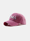 Unisex Washable Distressed Cotton Letter Embroidery Fashion Sunscreen Baseball Caps - Pink