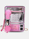 Women Laser PU Leather Public Phone Crossbody Bag Shoulder Bag - Pink
