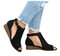 Women  Large Size High Heel Wedge Fish Mouth Sandals - Black