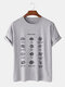 Plus Size Mens Pasta Types Print 100% Cotton Fashion Short Sleeve T-Shirts - Gray