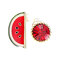 Cute Pendientes Sandía Redonda Circón Asimétrico Res Pendientes Joyas para Mujer - Rojo