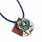 Sweet Trendy Necklace Leather Flower Brooch Necklace - Green
