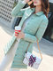 Solid Color Slim Long Fashion Casual Jacket - Light Green
