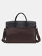 Men PU Leather  Multifunction Patchwork 14 Inch Laptop Bag Briefcases Handbag Crossbody Bag - Coffee
