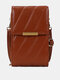 Women Faux Leather Brief Multifunction Mini Crossbody Bag Phone Bag - Brown