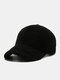 Unisex Lambswool Plush Solid Color Thickened Warmth All-match Baseball Cap - Black