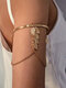 Винтаж Модный геометрический браслет Лист в форме цепочки с кисточкой и железным отверстием, регулируемый браслет на руку - Золото