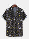 Mens Funny Mystery Moon Starts Galaxy Print Short Sleeve Shirts - Black