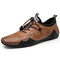 Men Hand Stitching Microrfiber Leather Breathable Non Slip Soft Casual Driving Shoes - Brown