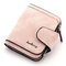Women Trifold PU Leather Short Wallet 8 Card Slot Coin Purse - Pink